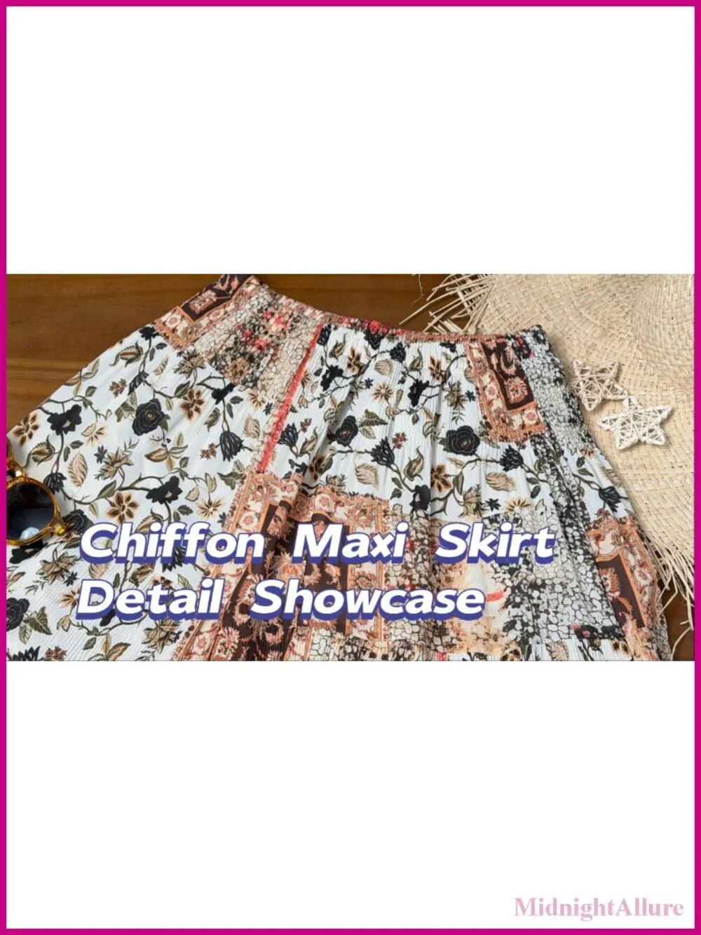 Chiffon Pleated Maxi Skirt Elastic High Waisted Boho A-Line Flowy Long Skirt